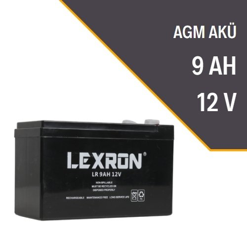 Lexron 12 V 9 Amper AGM (Kuru Tip) Akü
